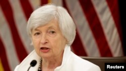 Janet Yellen, secretaria del Tesoro de EE. UU., durante una rueda de prensa celebrada en Washington DC, el 20 de septiembre de 2017.