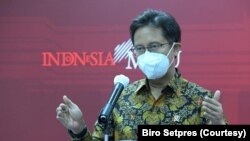 Menteri Kesehatan Budi Gunadi Sadikin dalam telekonferensi pers di Istana Kepresidenan , Jakarta, Senin (3/5) mengungkapkan varian baru virus Corona asal India dan Afsel terdeteksi di Indonesia (biro Setpres).jpeg