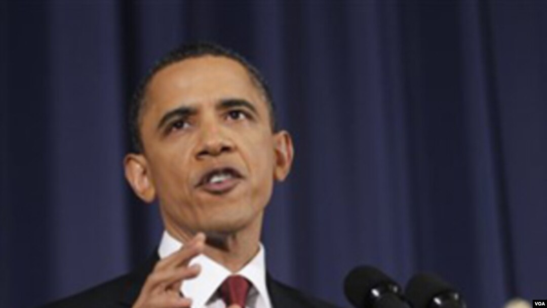 Presiden Barack Obama berbicara mengenai Libya di National Defense University, Washington DC (28/3)