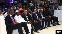 FILE - Officials attend the announcement of the the NBA-backed Basketball Africa League at the Museum of Black Civilisations in Dakar, July 30, 2019. Play finally gets underway May 16, 2021.