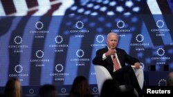 FILE - Former U.S. Vice President Joe Biden answers a question during the Concordia Europe Summit in Athens, Greece, June 7, 2017.