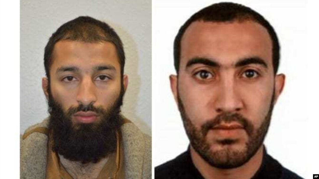 This undated handout photo provided by the London Metropolitan Police shows Khuram Shazad Butt and Rachid Redouane. 