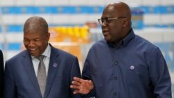 Mokonzi ya Anolga Joao Lourenço (G)na mokokani wa ye ya RDc Félix Tshisekedi na libongo lya Lobito, Angola, 4 sanza ya zomi na mibale 2024.