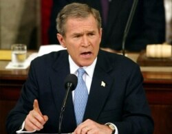 FILE - President George W. Bush delivers a State of the Union address to Congress on Capitol Hill in Washington, Jan. 29, 2002.