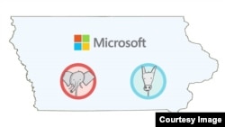 Microsoft mobile app will help tally and report caucus results, in Iowa, Feb. 1, 2016.