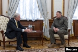 Head of the Presidential Office of Ukraine Andriy Yermak meets with U.S. Special Envoy for Ukraine and Russia Keith Kellogg, in Kyiv, Feb. 19, 2025. (Ukrainian Presidential Press Service/Handout via Reuters)