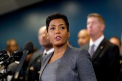 FILE - Atlanta Mayor Keisha Lance Bottoms speaks at a press conference in Atlanta, Georgia, Jan. 4, 2018.