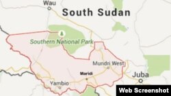 Map of Western Equatoria state in South Sudan, showing the town of Maridi, where a fuel tanker rolled over and exploded on Sept. 16, 2015.