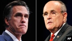 Former Massachusetts governor Mitt Romney and former New York City Mayor Rudolph Giuliani are seen in this composite photo.