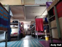 A photo provided by labor rights advocate Andy Hall shows a migrant worker dorm room in Malaysia.