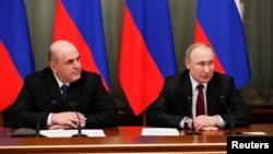 21 Ocak 2020 - Moskova, Rusya, Devlet Başkanı Vladimir Putin ile yeni Başbakan Mihail Mişustin