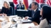 Germany's Foreign Minister Annalena Baerbock, right, U.S. Secretary of State Marco Rubio, center, and Canada's Foreign Minister Melanie Joly attend the G7 foreign ministers meeting in Charlevoix, Quebec, March 13, 2025.