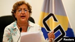 Venezuela's National Electoral Council (CNE) President Tibisay Lucena speaks during a news conference in Caracas, Venezuela, Aug. 1, 2016. 