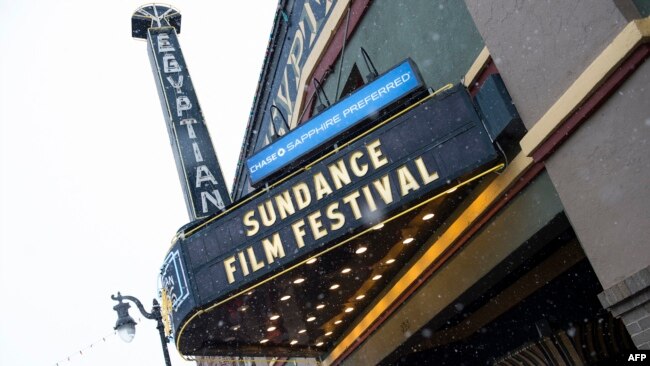 FILE - The Egyptian Theatre in Main Street is seen during the Sundance Film Festival, in Park City, Utah, January 23, 2016.