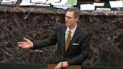 White House deputy counsel Patrick Philbin answers a question during the impeachment trial against President Donald Trump in the Senate at the U.S. Capitol in Washington, Jan. 30 2020, in this image from video.