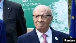 Le président tunisien Béji Caïd Essebsi à Toarmina, Scile, Italie, 27 mai 2017.