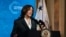 La vicepresidenta Kamala Harris toma la palabra durante la cumbre climática celebrada el 22 de abril de 2021.