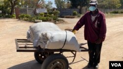 52-year-old Aleck Mugopa says, July 30, 2020, since the beginning of the lockdown, there are times when the family has gone without a decent meal. (Columbus Mavhunga/VOA)