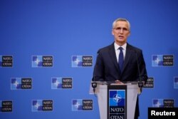 NATO Secretary General Stoltenberg holds news conference in Brussels