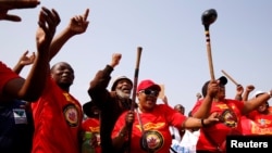 Transnet workers protest as a labour strike continues in Durban, October 12, 2022.