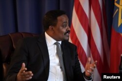 FILE - Workneh Gebeyehu, then the Ethiopian foreign minister, speaks on the sidelines of the United Nations General Assembly in New York City, September 28, 2018.