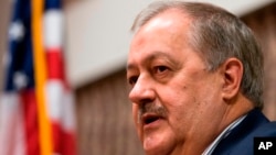 FILE - In this Jan. 18, 2018, file photo, former Massey CEO and West Virginia Republican Senatorial candidate, Don Blankenship, speaks during a town hall to kick off his campaign in Logan, W.Va. Blankenship doesn’t care if his party and his president don’t think he can beat Democratic Sen. Joe Manchin this fall. This former coal mining executive, an ex-convict released from prison less than a year ago, is willing to risk his personal fortune and the Republican Party’s golden opportunity in West Virginia for the chance to prove them all wrong. 