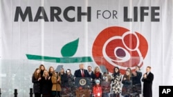 President Donald Trump speaks at the "March for Life" rally, Friday, Jan. 24, 2020, on the National Mall in Washington.