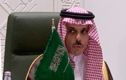 Saudi Foreign Minister Faisal bin Farhan speaks during a press conference in the capital Riyadh on March 22, 2021.