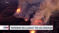 Bomberos luchan contra “infierno en llamas” en Los Ángeles
