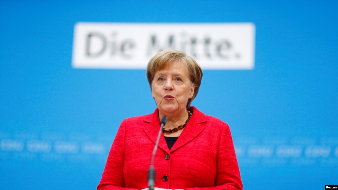 German Chancellor Angela Merkel gives a statement at the Christian Democratic Union (CDU) headquarters in Berlin, Germany, March 5, 2018.