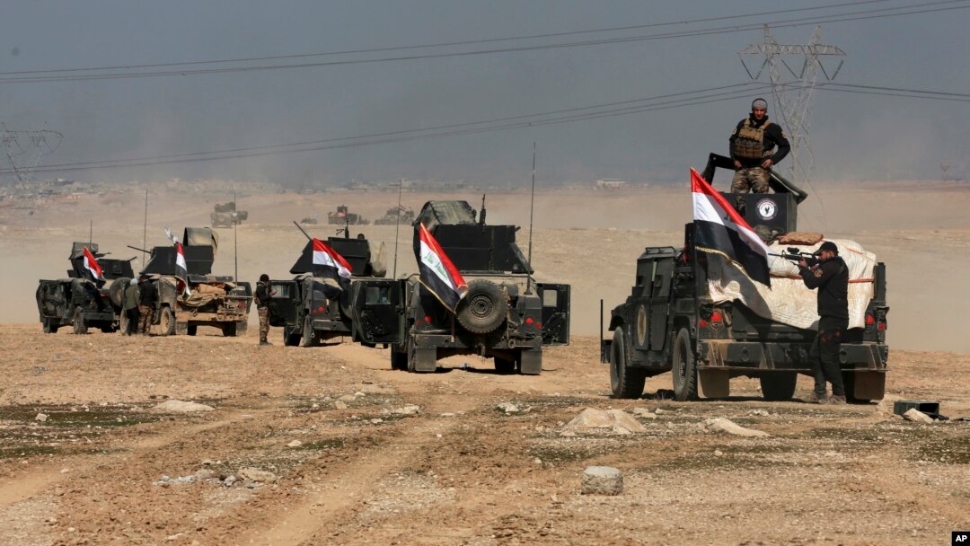 Pasukan khusus Irak terus maju ke kota Mosul bagian barat dan telah menguasai bandara Mosul, Kamis (23/2).