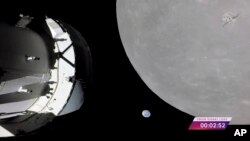 Imágenes de la Tierra y la Luna vistas en perspectiva desde la cápsula Orión, que ha estado orbitando durante 26 días. Foto: Cortesía / NASA
