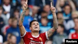 Le Brésilien Philippe Coutinho de Liverpool après un but contre Middlesbrough, le 21 mai 2017.