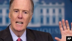 National Security Adviser Tom Donilon speaks during the daily news briefing at the White House in Washington, May 17, 2012. 