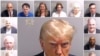 A combination picture shows police booking mugshots of former U.S. President Trump and the 18 people indicted with him