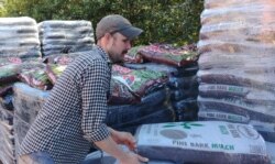 Garden mulch is a top seller at hardware stores in Virginia. (D.Block/VOA)