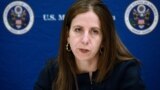 Sigal Mandelker, U.S. Treasury Under Secretary for Terrorism and Financial Intelligence, addresses a press conference in Kampala, Uganda, as she visits east Africa, June 11, 2018. 