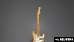 Jerry Garcia's alligator Fender Stratocaster, owned and played by the late Grateful Dead musician between 1971-73, is seen in a handout photo dated Nov. 4, 2019, before going up for auction at Bonhams in Los Angeles, Dec. 10, 2019. 