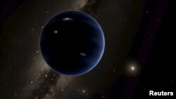 An artist's rendering shows the distant view from "Planet Nine" back towards the sun, in this handout photo provided by the California Institute of Technology (Caltech) in Pasadena, California, Jan. 20, 2016.