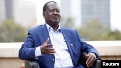 Kenyan opposition leader Raila Odinga of the National Super Alliance coalition speaks with Reuters in Nairobi, Kenya, Nov. 7, 2017. 