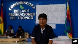 Former President Evo Morales chews coca leaves during a hunger strike in Lauca N, in the Chapare region, Bolivia, Nov. 3, 2024, amid an ongoing political conflict with the government of President Luis Arce.