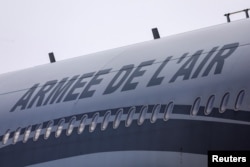 A French air force plane is seen at Istres military airbase near Marseille, France, on May 16, 2024, after France declared a state of emergency to regain control of events in New Caledonia.