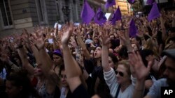 Manifestation devant le ministère de la Justice à Madrid, le 26 avril 2018.