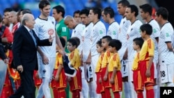 L'équipe du Maroc lors d'un match du Club de la coupe du monde à Marrakech, Maroc, le 18 décembre 2013.