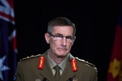 Panglima Angkatan Bersenjata Australia Jenderal Angus Campbell, menyampaikan temuan dari Inspektur Jenderal Penyelidikan Angkatan Pertahanan Australia Afghanistan, di Canberra, Kamis, 19 November 2020.