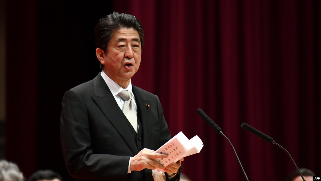 Perdana Menteri Jepang Shinzo Abe di Yokosuka, Prefektur Kanagawa, Jepang, 18 Maret 2018. (Foto: dok).