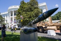 Lockeed Martin's Terminal High Altitude Area Defense (THAAD) anti-ballistic missile defense system, is on display during a Made in America showcase on the South Lawn of the White House, July 15, 2019, in Washington.