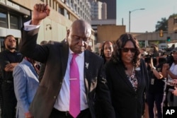 Attorney Ben Crump, left, and RowVaughn Wells, parent  of Tyre Nichols, permission  the courthouse aft  3  erstwhile  Memphis constabulary  officers were convicted of witnesser  tampering charges successful  the 2023 fatal beating of Tyre Nichols, Oct. 3, 2024, successful  Memphis, Tenn.