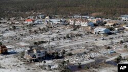 Kawasan terdampak badai Michael di Mexico Beach, Florida, 12 Oktober 2018. 