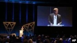 Britain's Prince Harry, speaks during a sustainable tourism summit at the Edinburgh International Conference Centre in Edinburgh, Scotland, Feb. 26, 2020. 